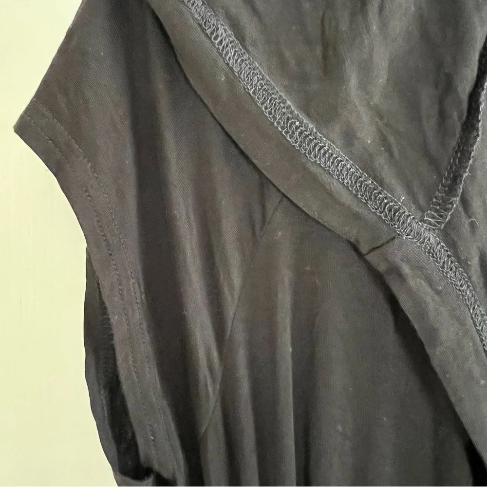 Womens DOTTI Black Hooded Swim CoverUp Drawstring Dress Size XL